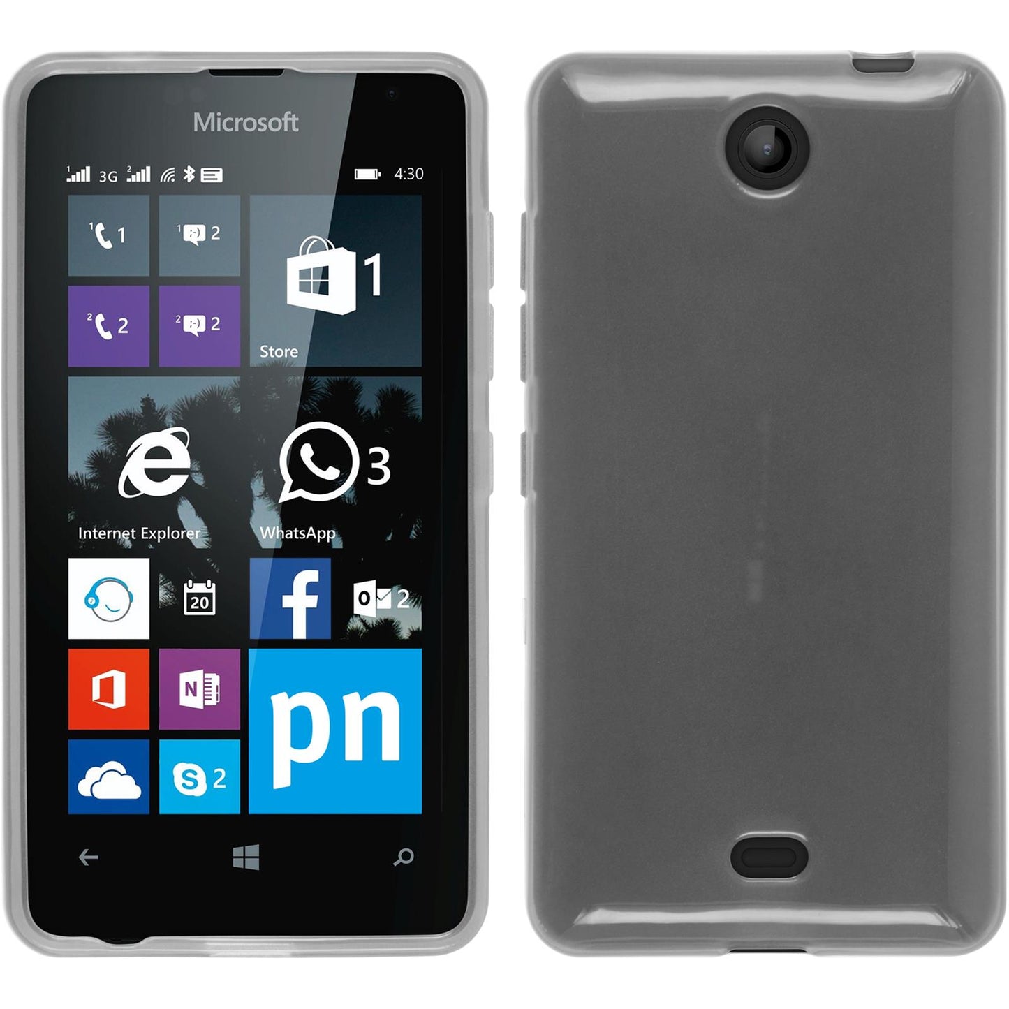 PhoneNatic Case kompatibel mit Microsoft Lumia 430 Dual - weifl Silikon Hülle transparent + 2 Schutzfolien