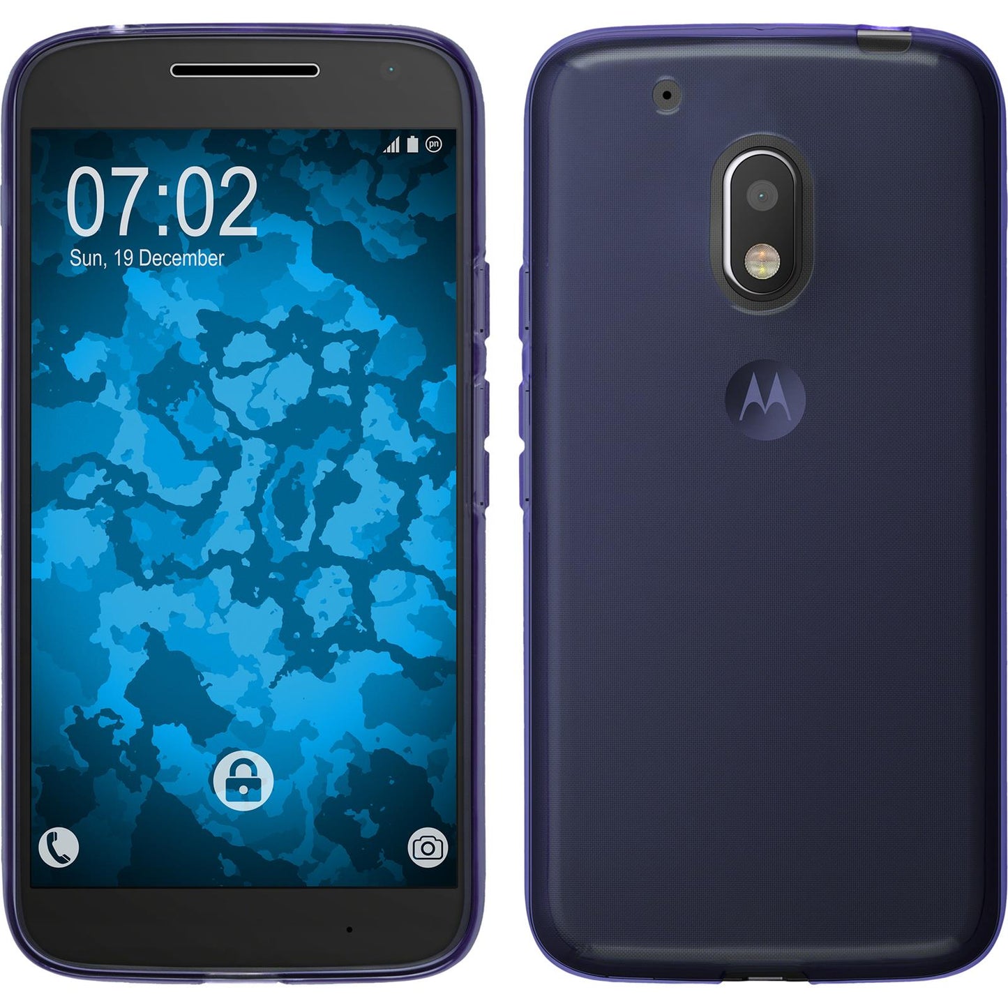 PhoneNatic Case kompatibel mit Motorola Moto G4 Play - lila Silikon Hülle transparent + 2 Schutzfolien