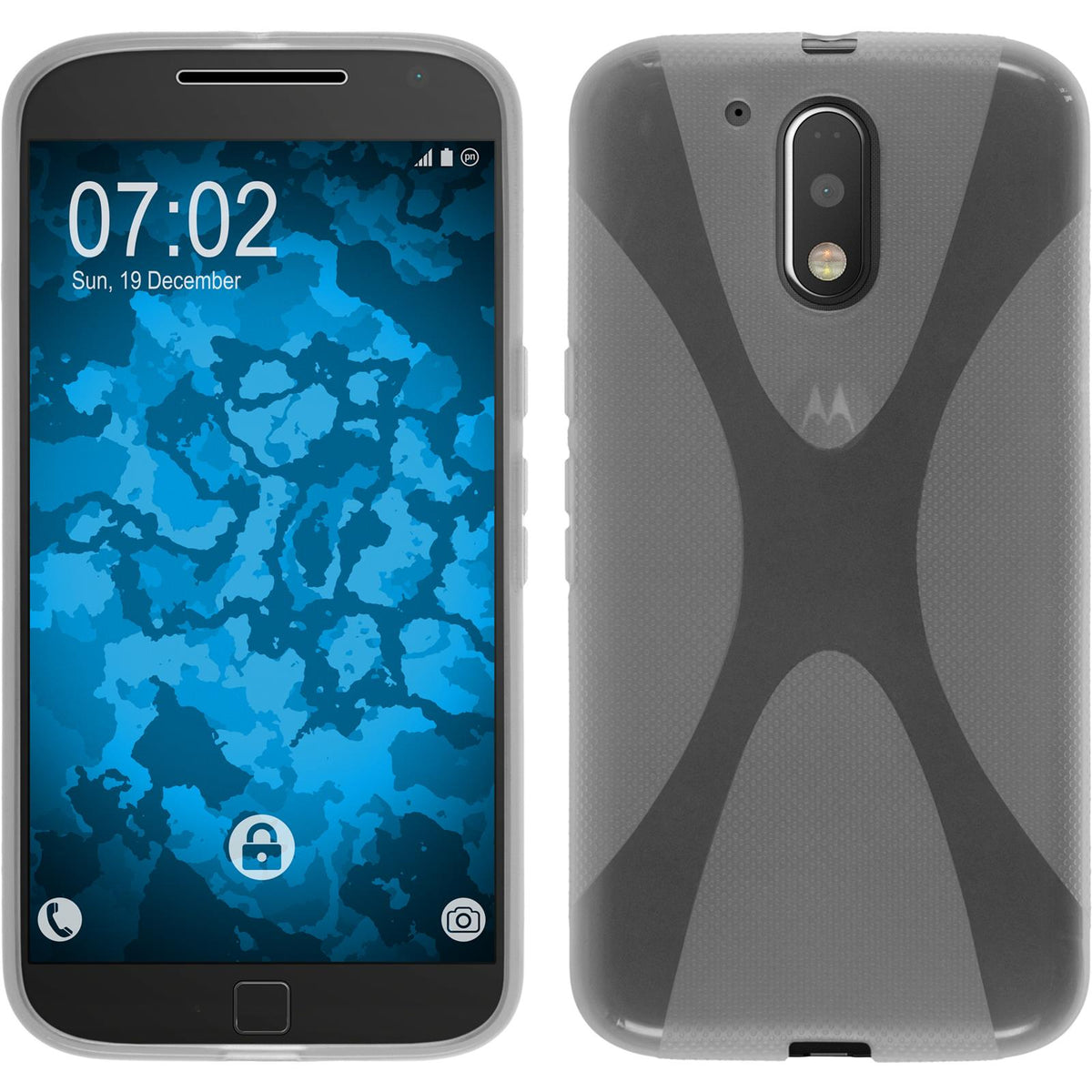 PhoneNatic Case kompatibel mit Motorola Moto G4 Plus - clear Silikon Hülle X-Style + 2 Schutzfolien