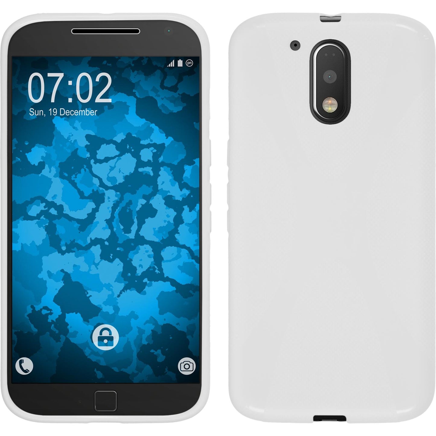 PhoneNatic Case kompatibel mit Motorola Moto G4 Plus - weifl Silikon Hülle X-Style + 2 Schutzfolien