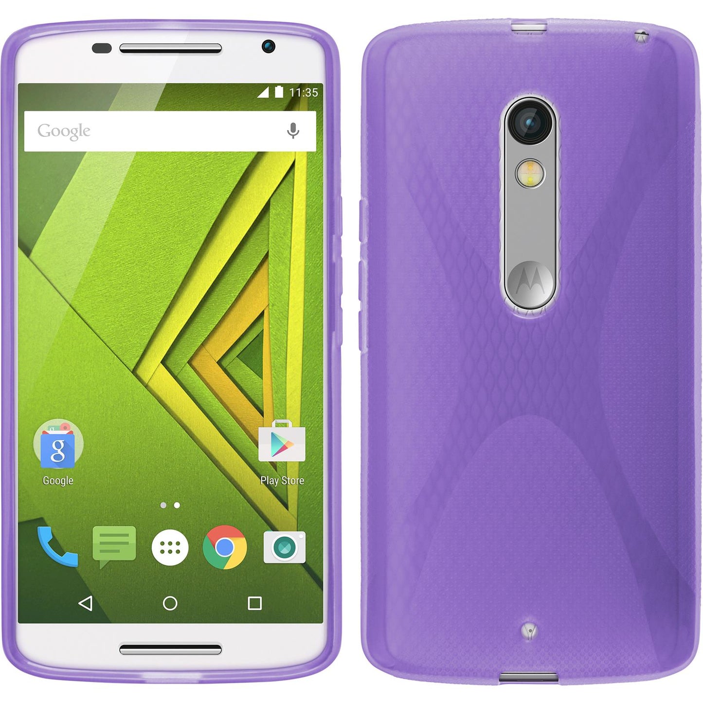 PhoneNatic Case kompatibel mit Motorola Moto X Play - lila Silikon Hülle + 2 Schutzfolien