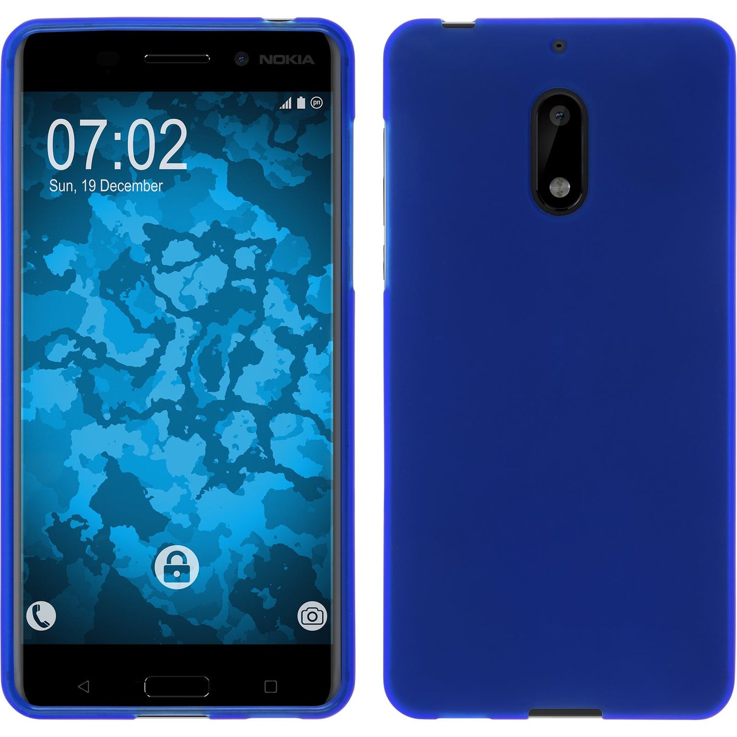 PhoneNatic Case kompatibel mit Nokia 6 - blau Silikon Hülle matt + 2 Schutzfolien