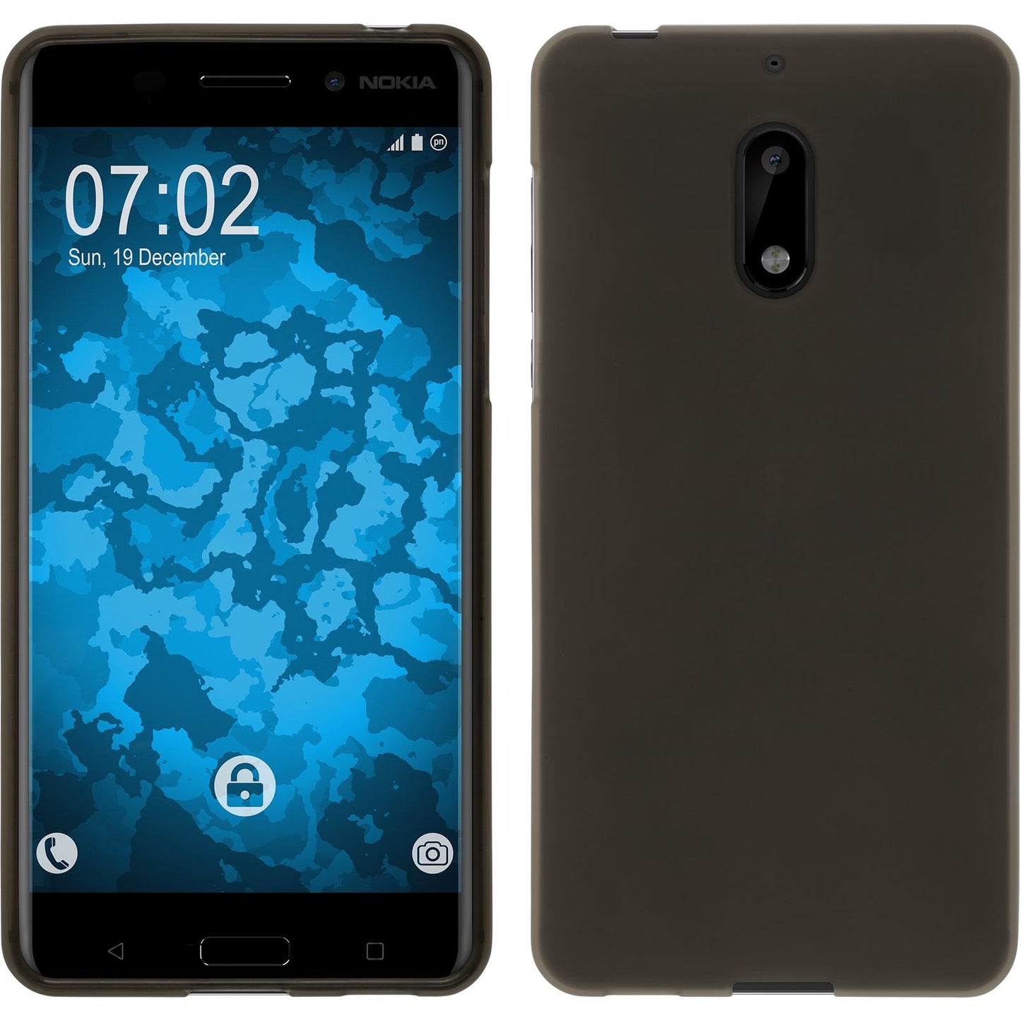 PhoneNatic Case kompatibel mit Nokia 6 - grau Silikon Hülle matt + 2 Schutzfolien