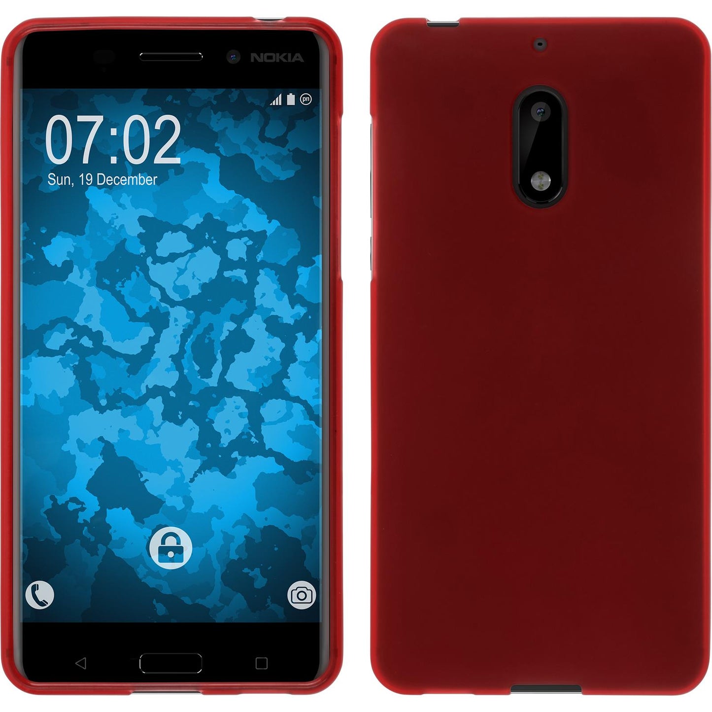 PhoneNatic Case kompatibel mit Nokia 6 - rot Silikon Hülle matt + 2 Schutzfolien