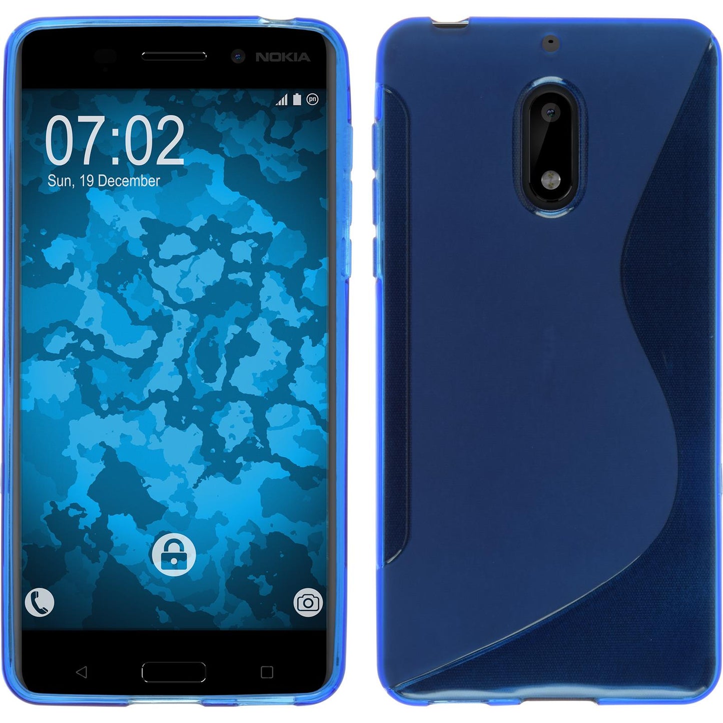 PhoneNatic Case kompatibel mit Nokia 6 - blau Silikon Hülle S-Style + 2 Schutzfolien