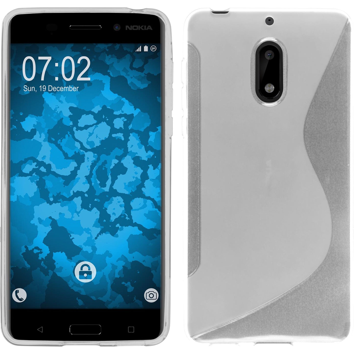 PhoneNatic Case kompatibel mit Nokia 6 - clear Silikon Hülle S-Style + 2 Schutzfolien
