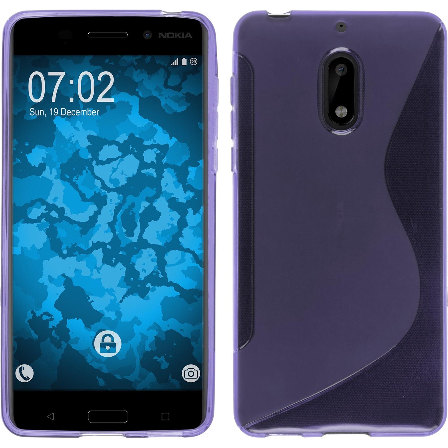 PhoneNatic Case kompatibel mit Nokia 6 - lila Silikon Hülle S-Style + 2 Schutzfolien