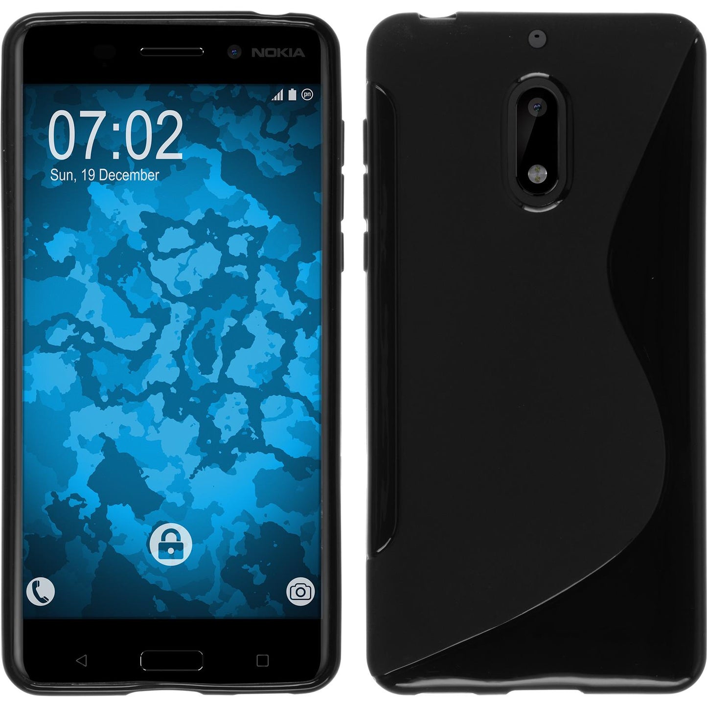 PhoneNatic Case kompatibel mit Nokia 6 - schwarz Silikon Hülle S-Style + 2 Schutzfolien