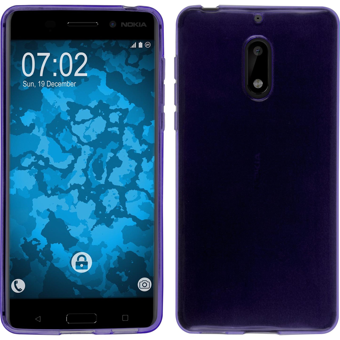 PhoneNatic Case kompatibel mit Nokia 6 - lila Silikon Hülle transparent + 2 Schutzfolien
