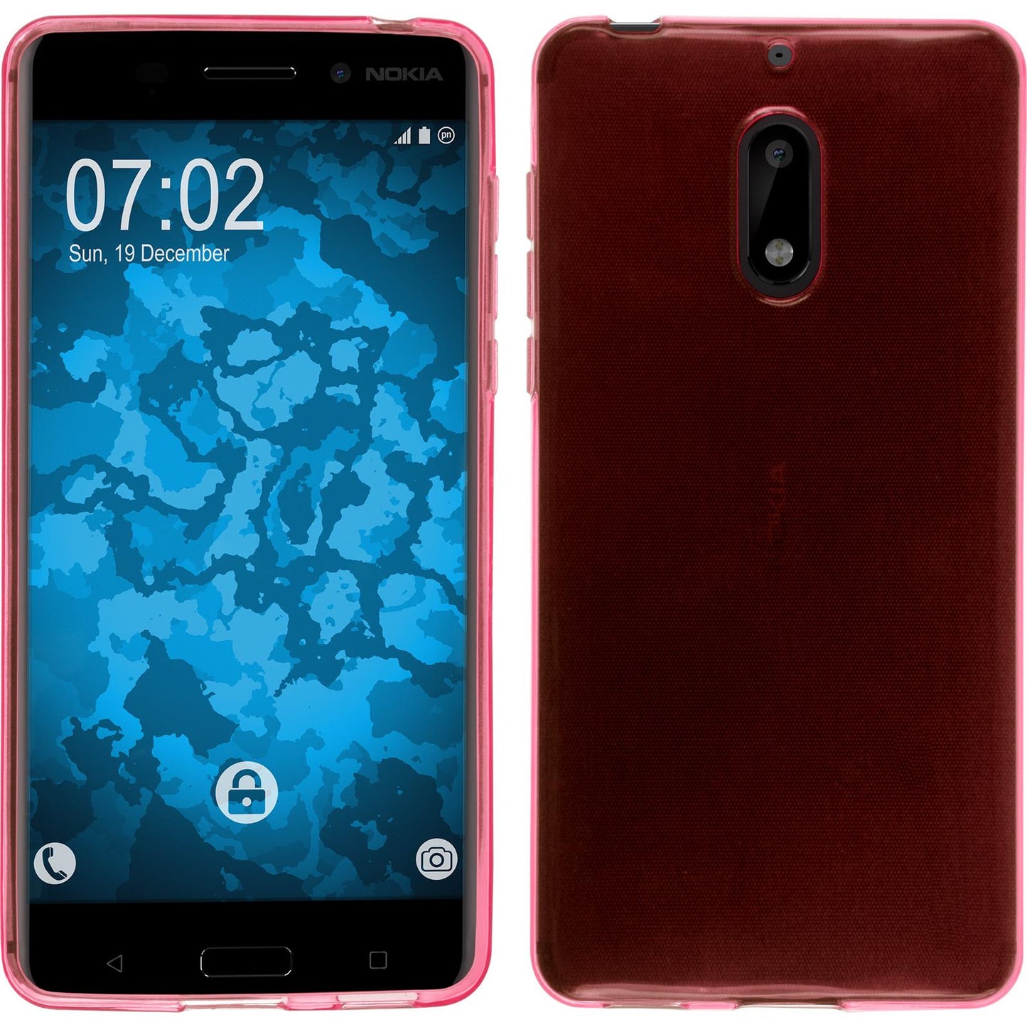 PhoneNatic Case kompatibel mit Nokia 6 - rosa Silikon Hülle transparent + 2 Schutzfolien