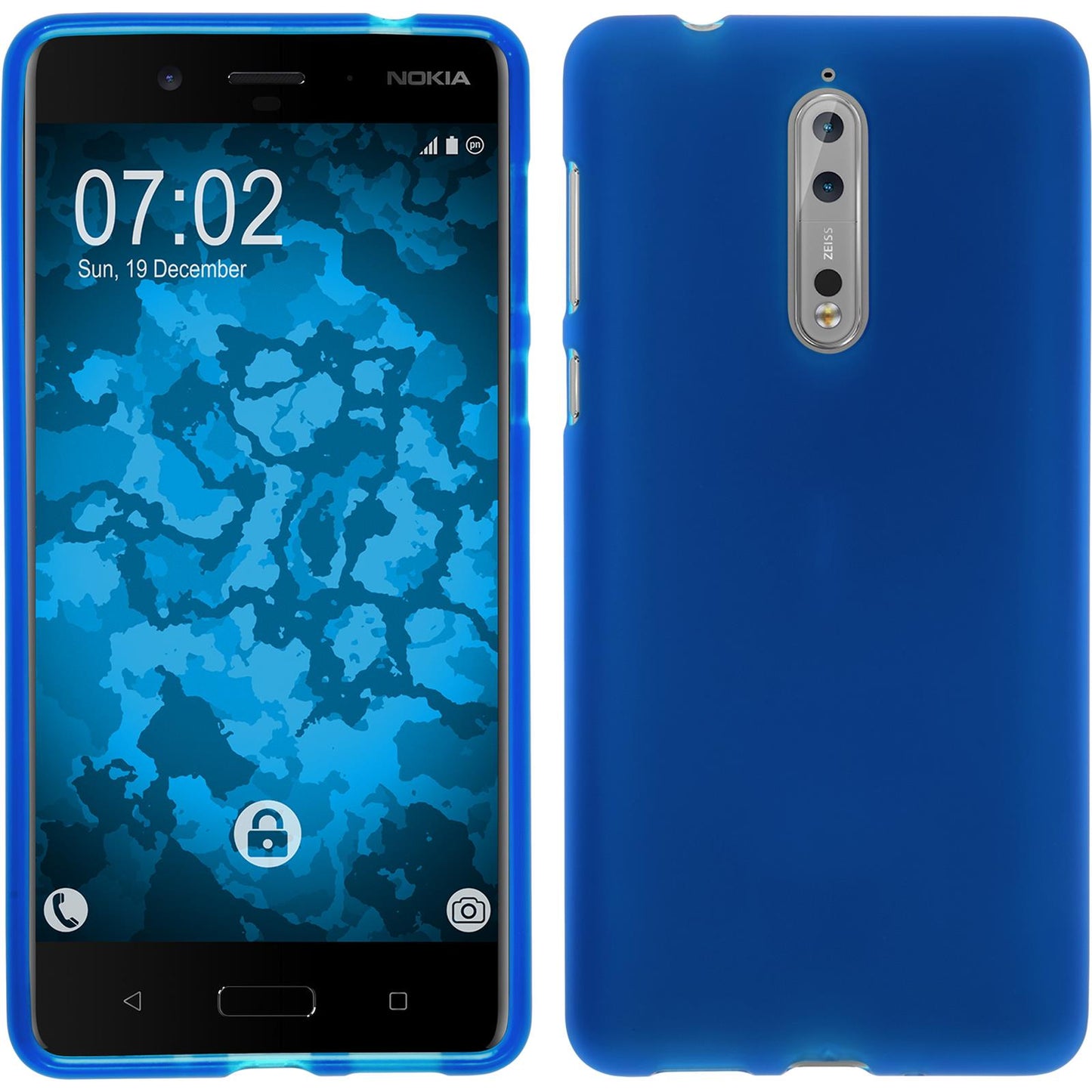 PhoneNatic Case kompatibel mit Nokia 8 - blau Silikon Hülle matt Cover
