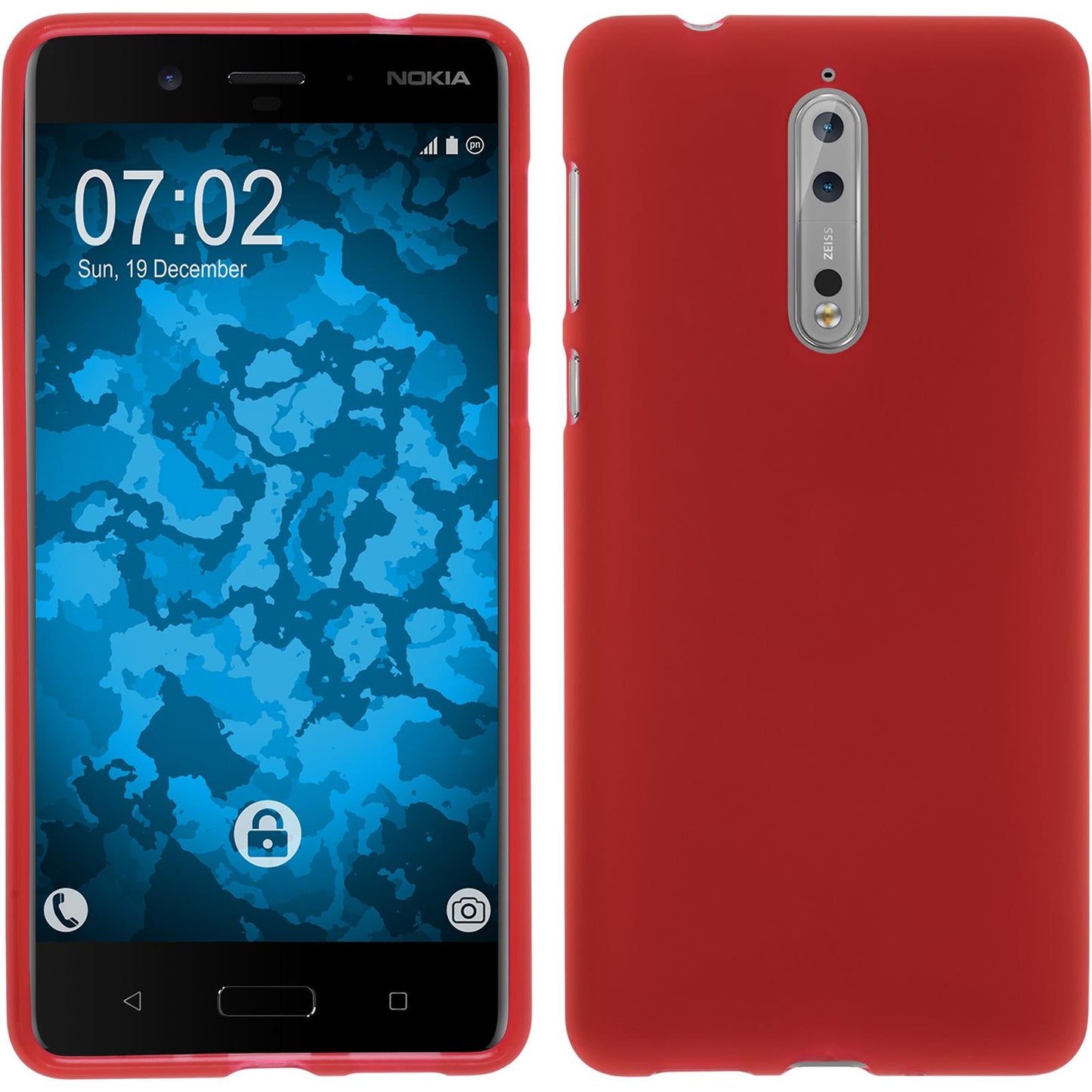 PhoneNatic Case kompatibel mit Nokia 8 - rot Silikon Hülle matt Cover