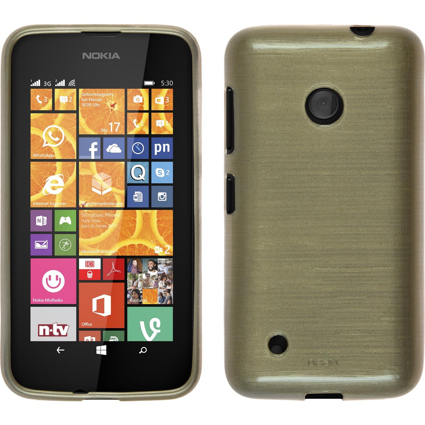 PhoneNatic Case kompatibel mit Nokia Lumia 530 - gold Silikon Hülle brushed Cover