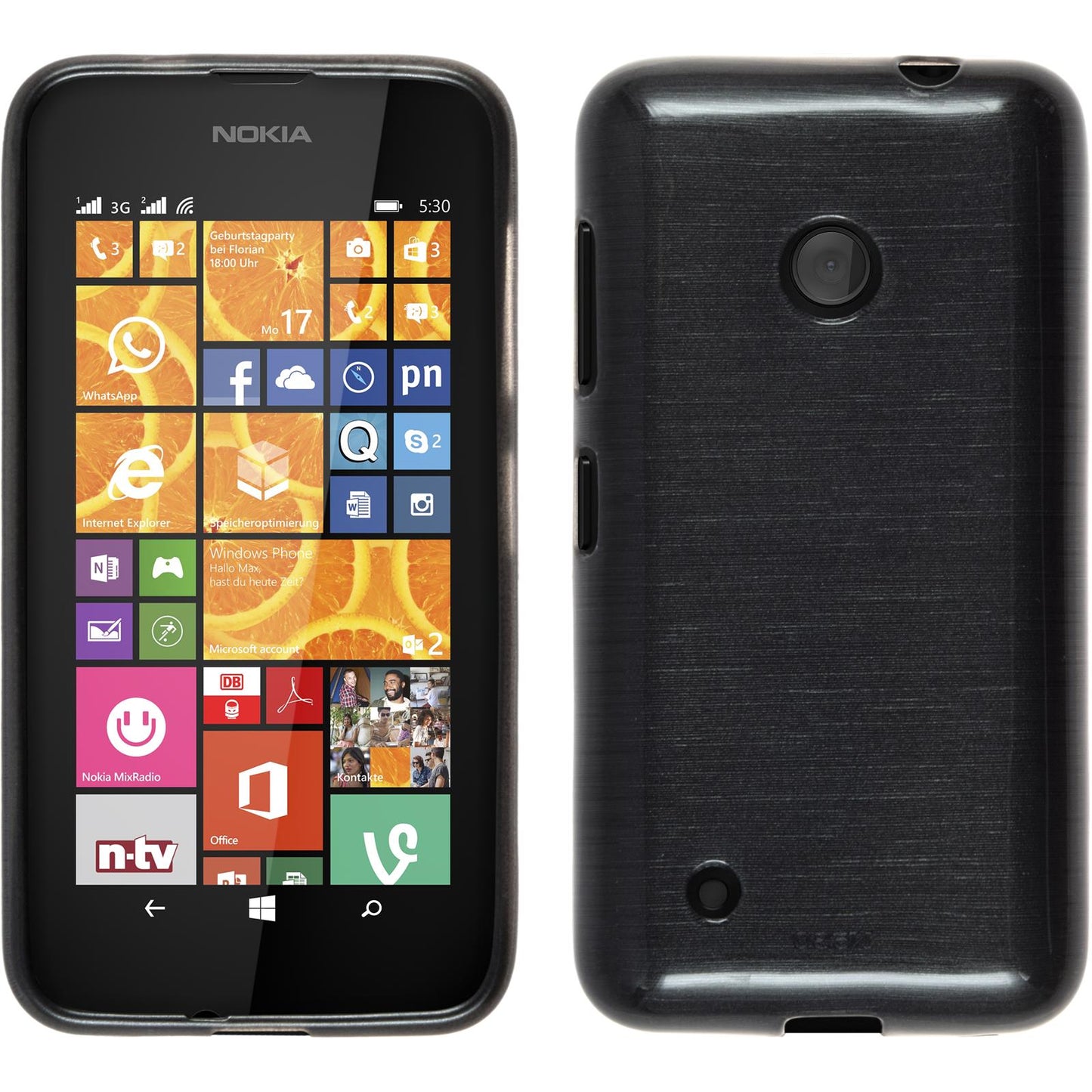 PhoneNatic Case kompatibel mit Nokia Lumia 530 - silber Silikon Hülle brushed Cover