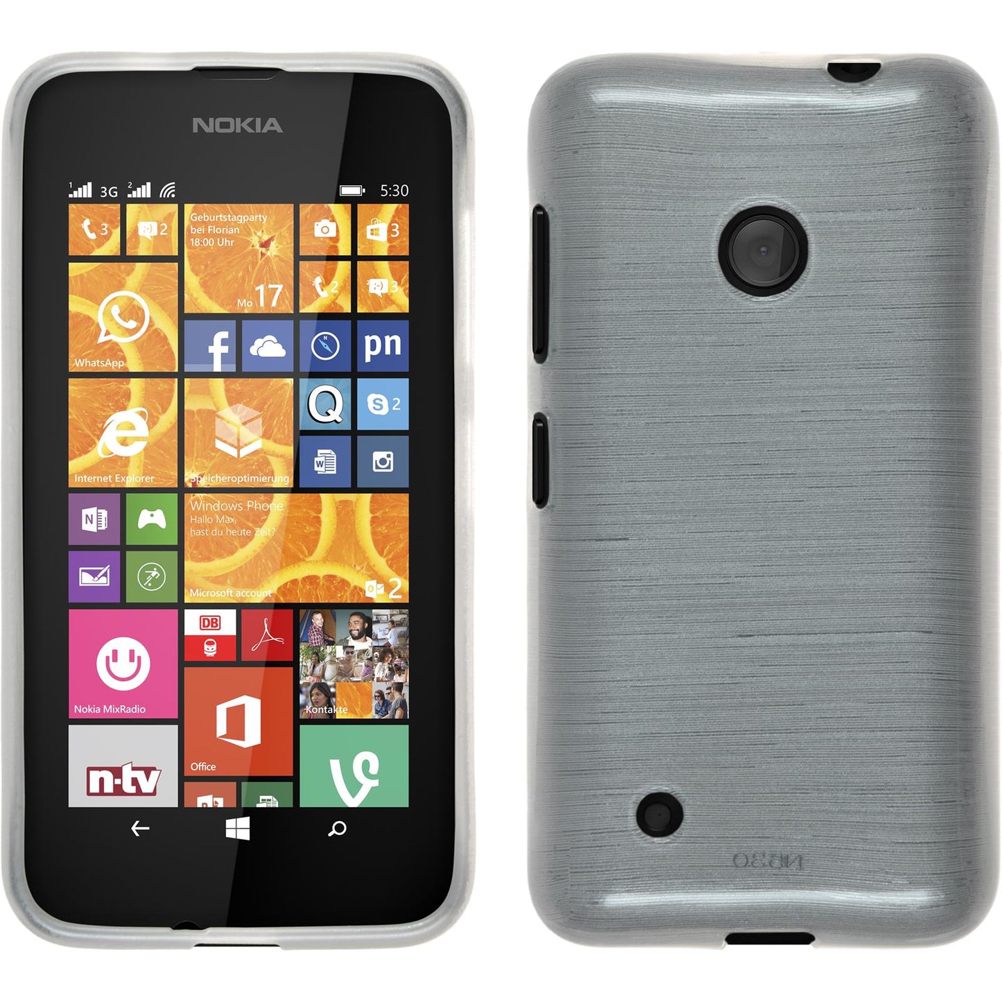 PhoneNatic Case kompatibel mit Nokia Lumia 530 - weiß Silikon Hülle brushed Cover