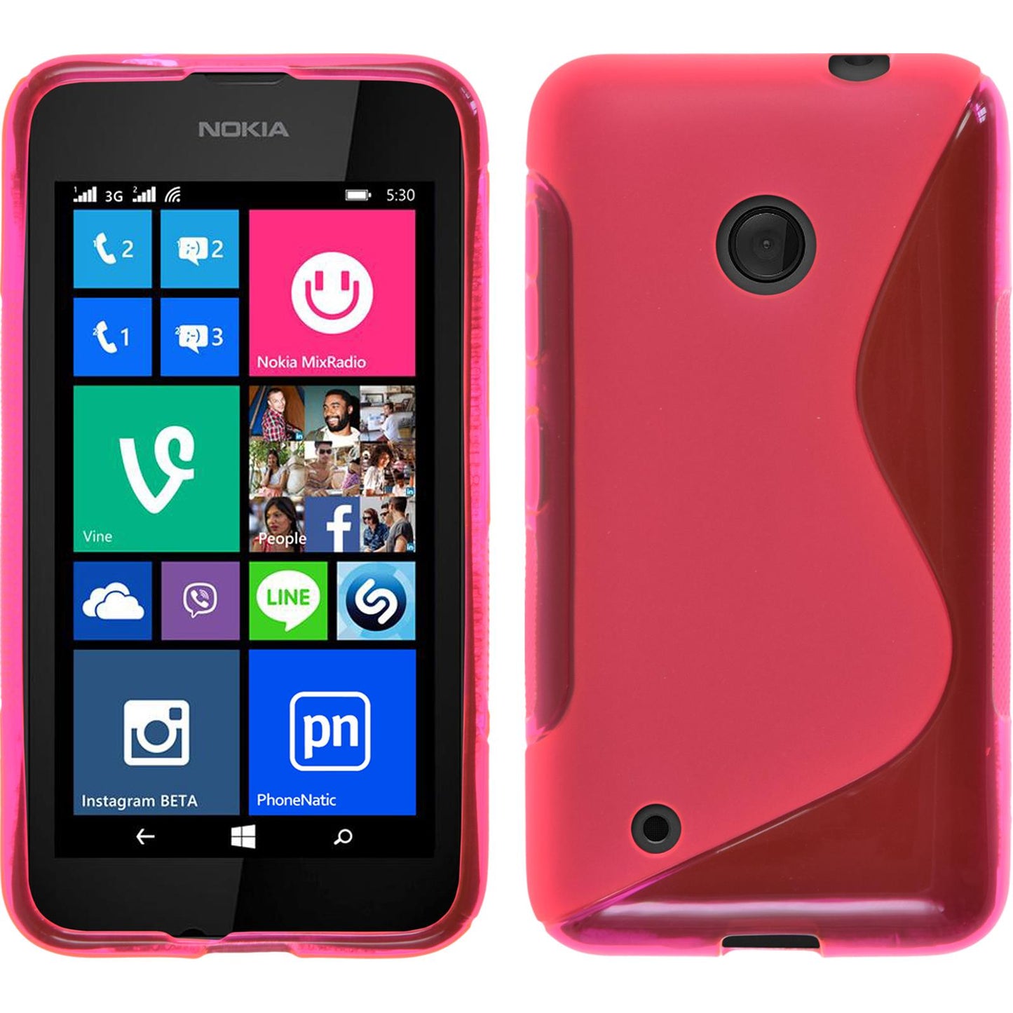 PhoneNatic Case kompatibel mit Nokia Lumia 530 - pink Silikon Hülle S-Style Cover