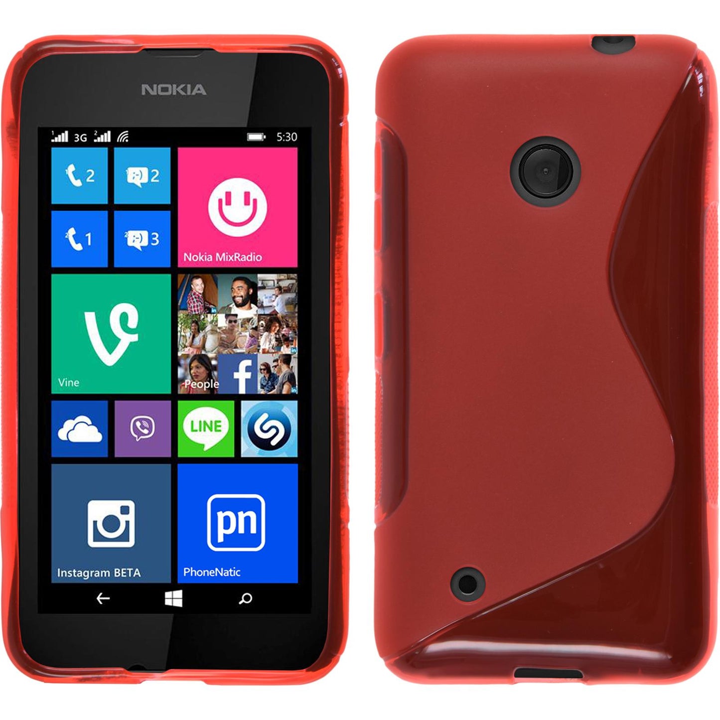 PhoneNatic Case kompatibel mit Nokia Lumia 530 - rot Silikon Hülle S-Style Cover