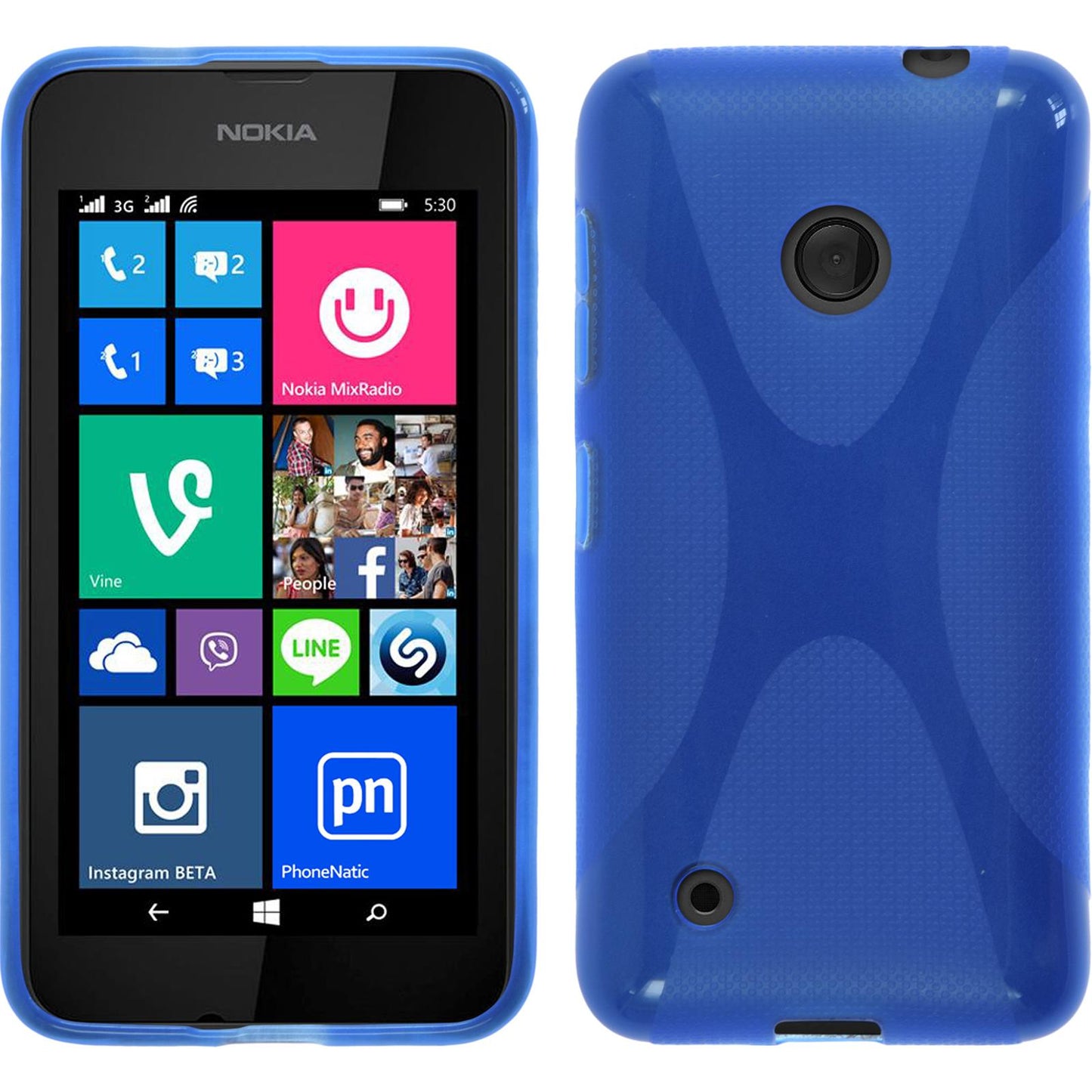 PhoneNatic Case kompatibel mit Nokia Lumia 530 - blau Silikon Hülle X-Style Cover