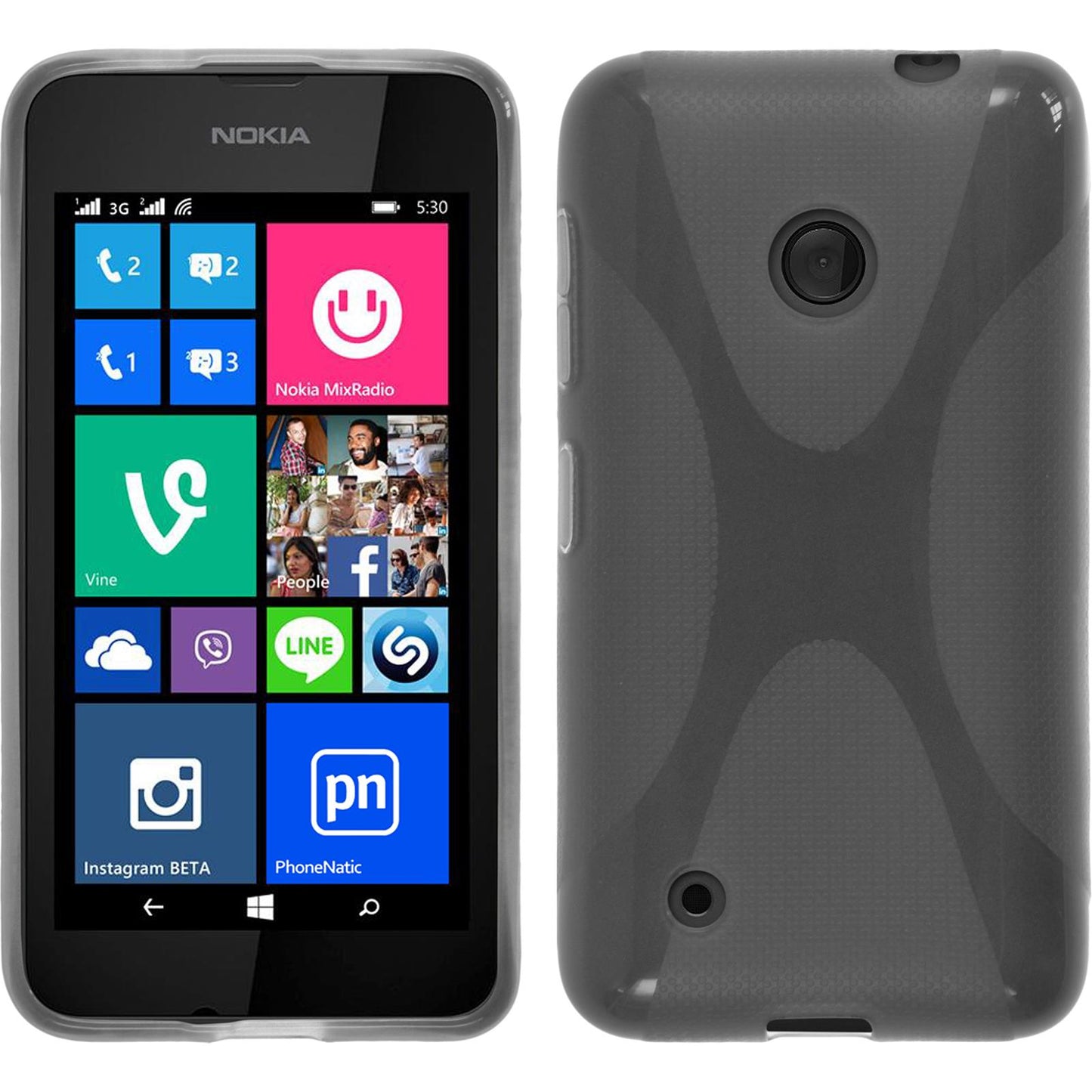 PhoneNatic Case kompatibel mit Nokia Lumia 530 - grau Silikon Hülle X-Style Cover