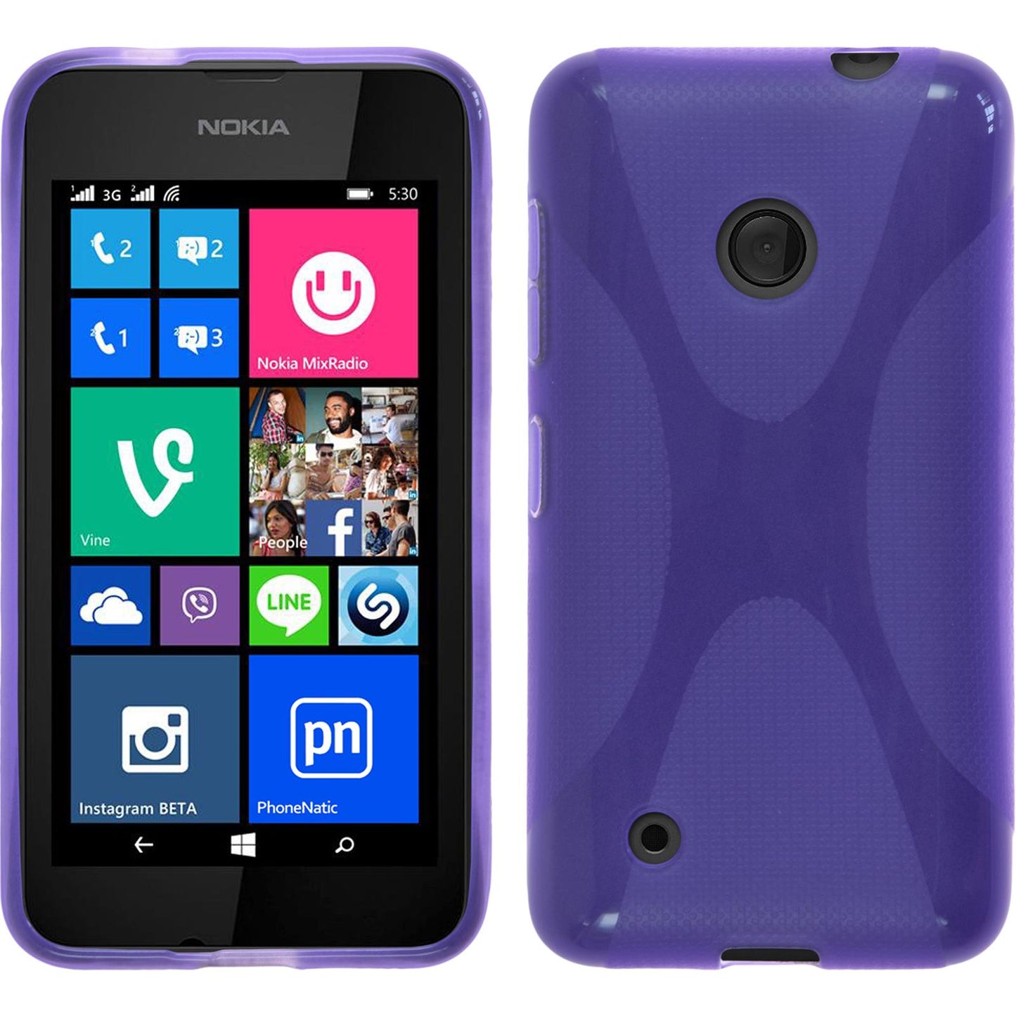 PhoneNatic Case kompatibel mit Nokia Lumia 530 - lila Silikon Hülle X-Style Cover