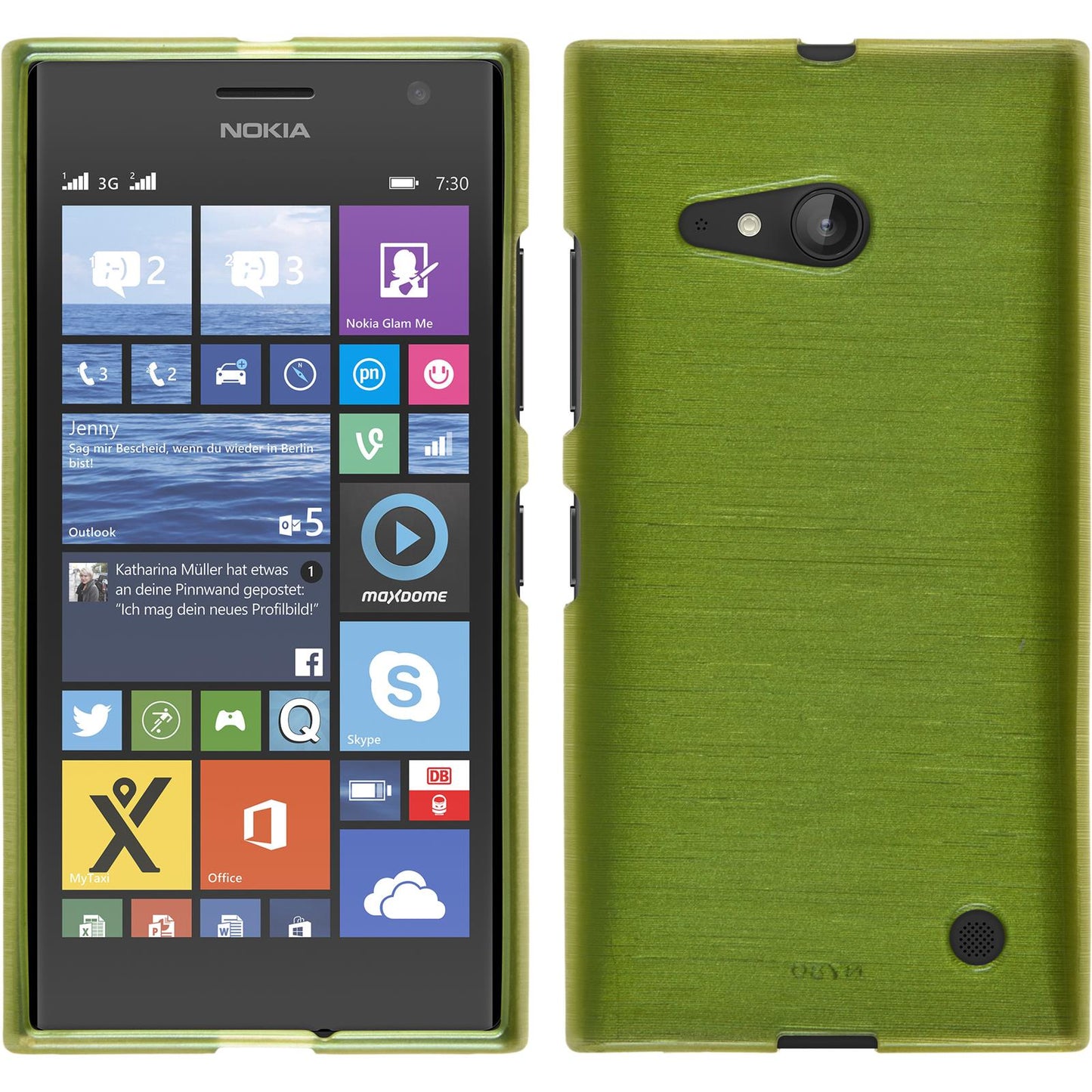 PhoneNatic Case kompatibel mit Nokia Lumia 730 - pastellgrün Silikon Hülle brushed + 2 Schutzfolien