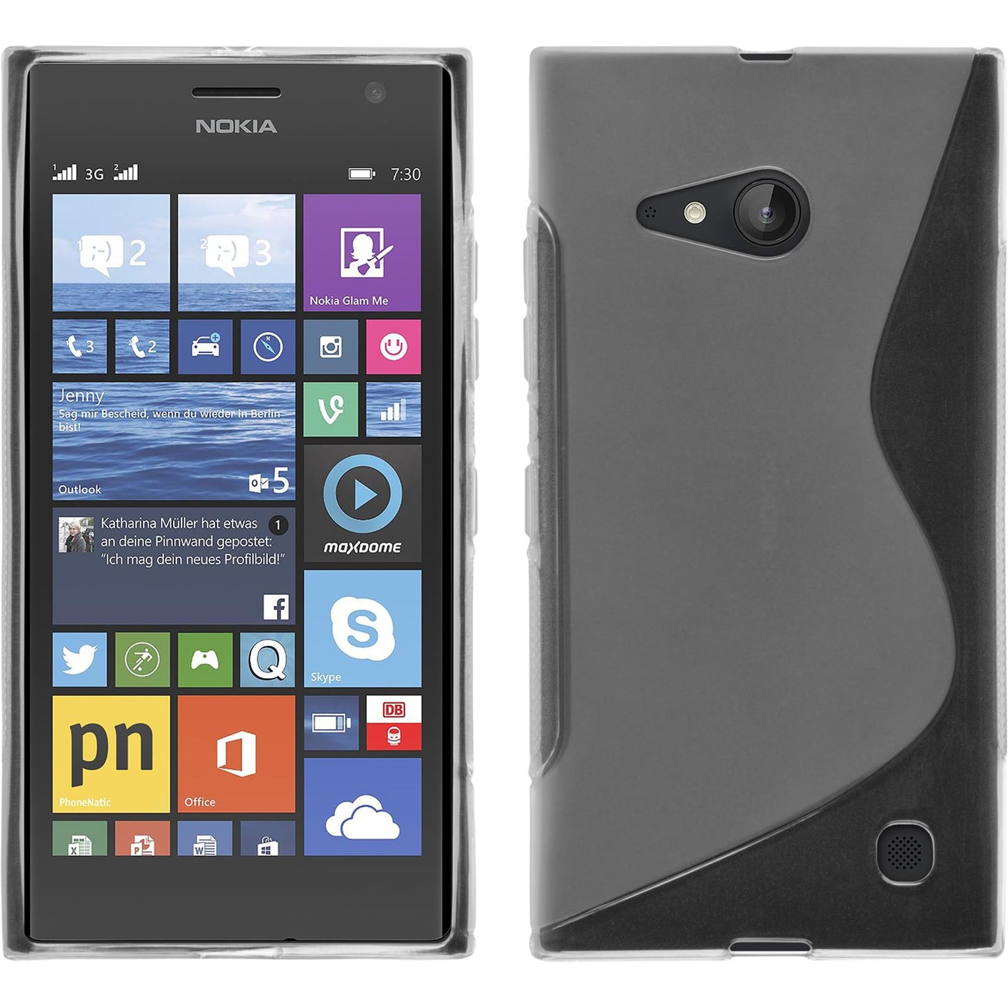 PhoneNatic Case kompatibel mit Nokia Lumia 730 - clear Silikon Hülle S-Style + 2 Schutzfolien