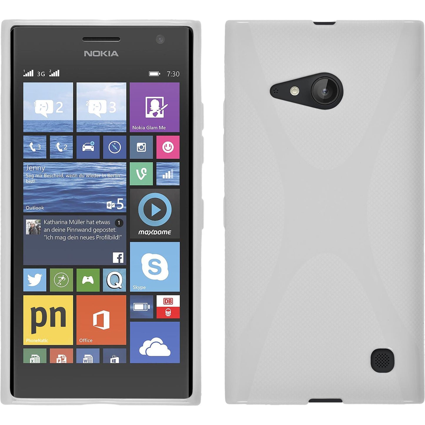 PhoneNatic Case kompatibel mit Nokia Lumia 730 - weifl Silikon Hülle X-Style + 2 Schutzfolien
