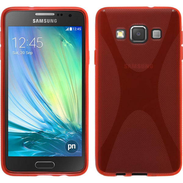 PhoneNatic Case kompatibel mit Samsung Galaxy A3 (A300) - rot Silikon Hülle X-Style + 2 Schutzfolien