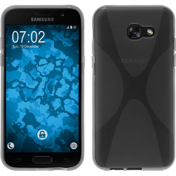 PhoneNatic Case kompatibel mit Samsung Galaxy A5 2017 - grau Silikon Hülle X-Style + 2 Schutzfolien