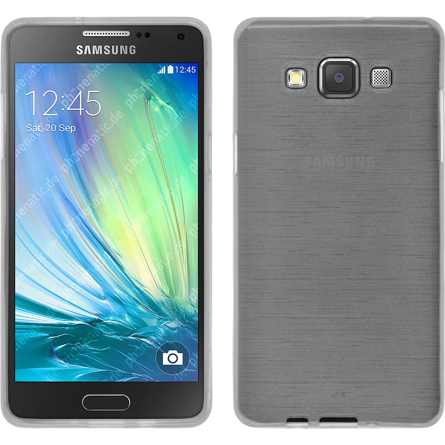 PhoneNatic Case kompatibel mit Samsung Galaxy A5 (A500) - weifl Silikon Hülle brushed + 2 Schutzfolien
