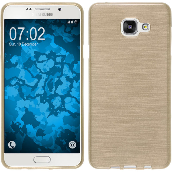 PhoneNatic Case kompatibel mit Samsung Galaxy A7 (2016) A710 - gold Silikon Hülle brushed + 2 Schutzfolien