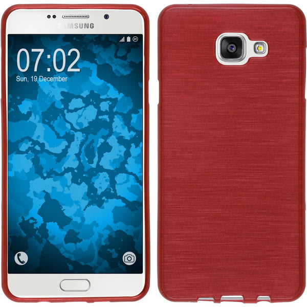 PhoneNatic Case kompatibel mit Samsung Galaxy A7 (2016) A710 - rot Silikon Hülle brushed + 2 Schutzfolien