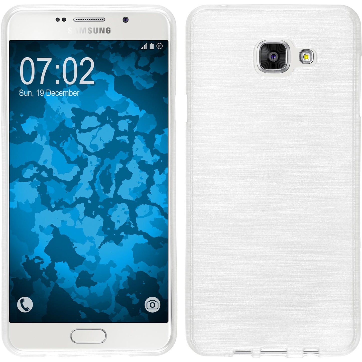 PhoneNatic Case kompatibel mit Samsung Galaxy A7 (2016) A710 - weifl Silikon Hülle brushed + 2 Schutzfolien