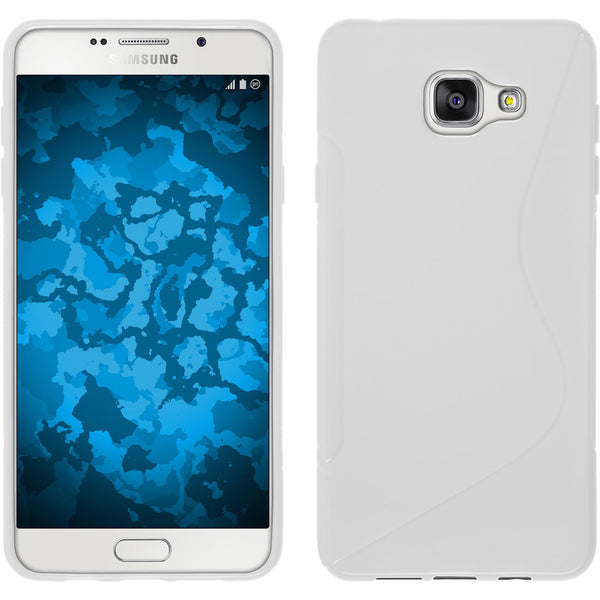 PhoneNatic Case kompatibel mit Samsung Galaxy A7 (2016) A710 - weiﬂ Silikon Hülle S-Style + 2 Schutzfolien