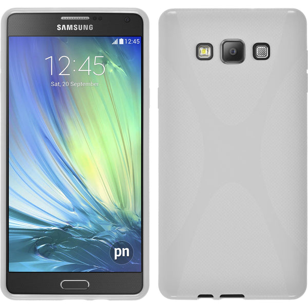 PhoneNatic Case kompatibel mit Samsung Galaxy A7 (A700) - weiß Silikon Hülle X-Style + 2 Schutzfolien
