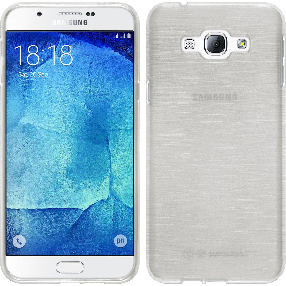 PhoneNatic Case kompatibel mit Samsung Galaxy A8 (2015) - weifl Silikon Hülle brushed + 2 Schutzfolien