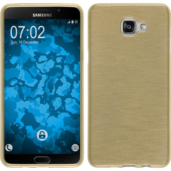 PhoneNatic Case kompatibel mit Samsung Galaxy A9 (2016) - gold Silikon Hülle brushed Cover