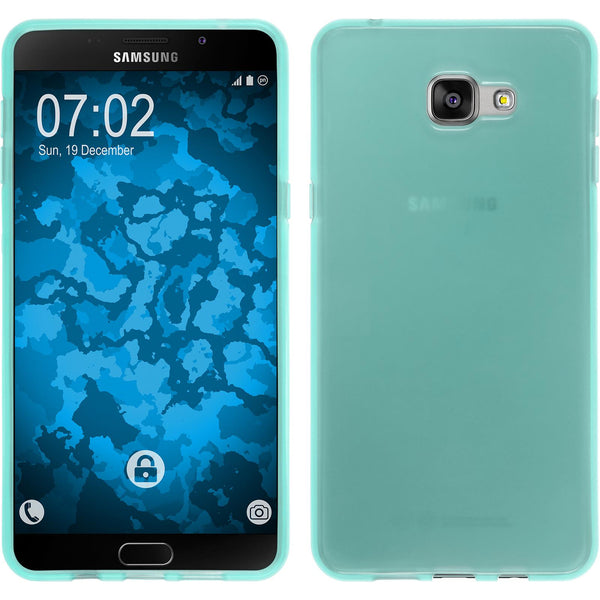 PhoneNatic Case kompatibel mit Samsung Galaxy A9 (2016) - türkis Silikon Hülle transparent + 2 Schutzfolien