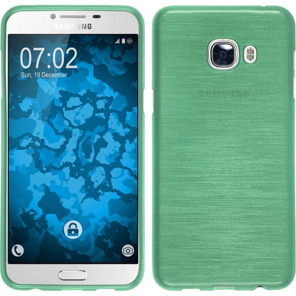 PhoneNatic Case kompatibel mit Samsung Galaxy C5 - grün Silikon Hülle brushed + 2 Schutzfolien