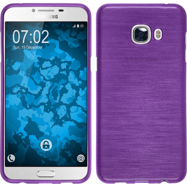 PhoneNatic Case kompatibel mit Samsung Galaxy C5 - lila Silikon Hülle brushed + 2 Schutzfolien