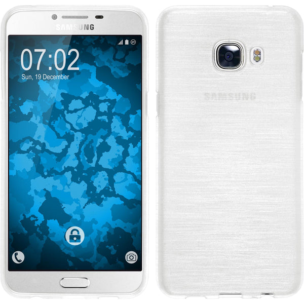 PhoneNatic Case kompatibel mit Samsung Galaxy C5 - weiß Silikon Hülle brushed + 2 Schutzfolien