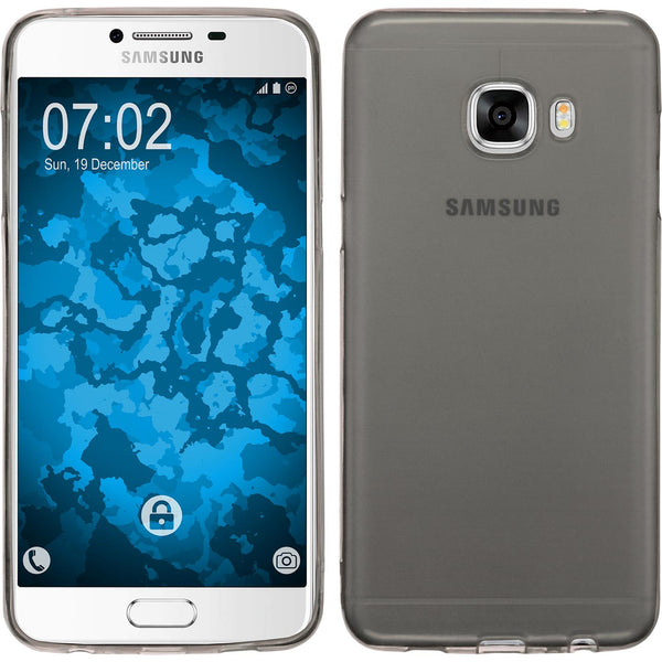 PhoneNatic Case kompatibel mit Samsung Galaxy C5 - grau Silikon Hülle Slimcase + 2 Schutzfolien