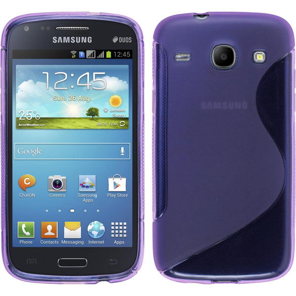PhoneNatic Case kompatibel mit Samsung Galaxy Core - lila Silikon Hülle S-Style + 2 Schutzfolien