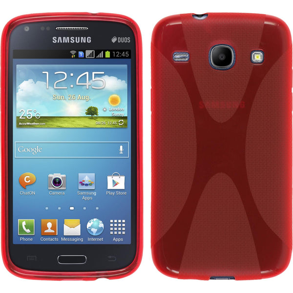 PhoneNatic Case kompatibel mit Samsung Galaxy Core - rot Silikon Hülle X-Style + 2 Schutzfolien
