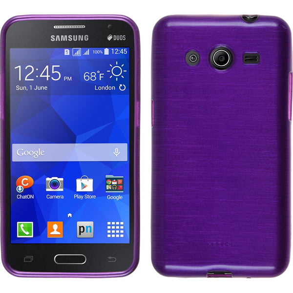 PhoneNatic Case kompatibel mit Samsung Galaxy Core 2 - lila Silikon Hülle brushed + 2 Schutzfolien