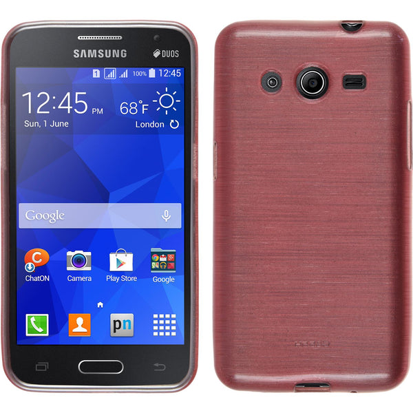 PhoneNatic Case kompatibel mit Samsung Galaxy Core 2 - rosa Silikon Hülle brushed + 2 Schutzfolien