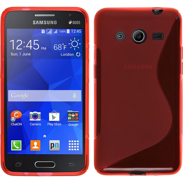 PhoneNatic Case kompatibel mit Samsung Galaxy Core 2 - rot Silikon Hülle S-Style + 2 Schutzfolien