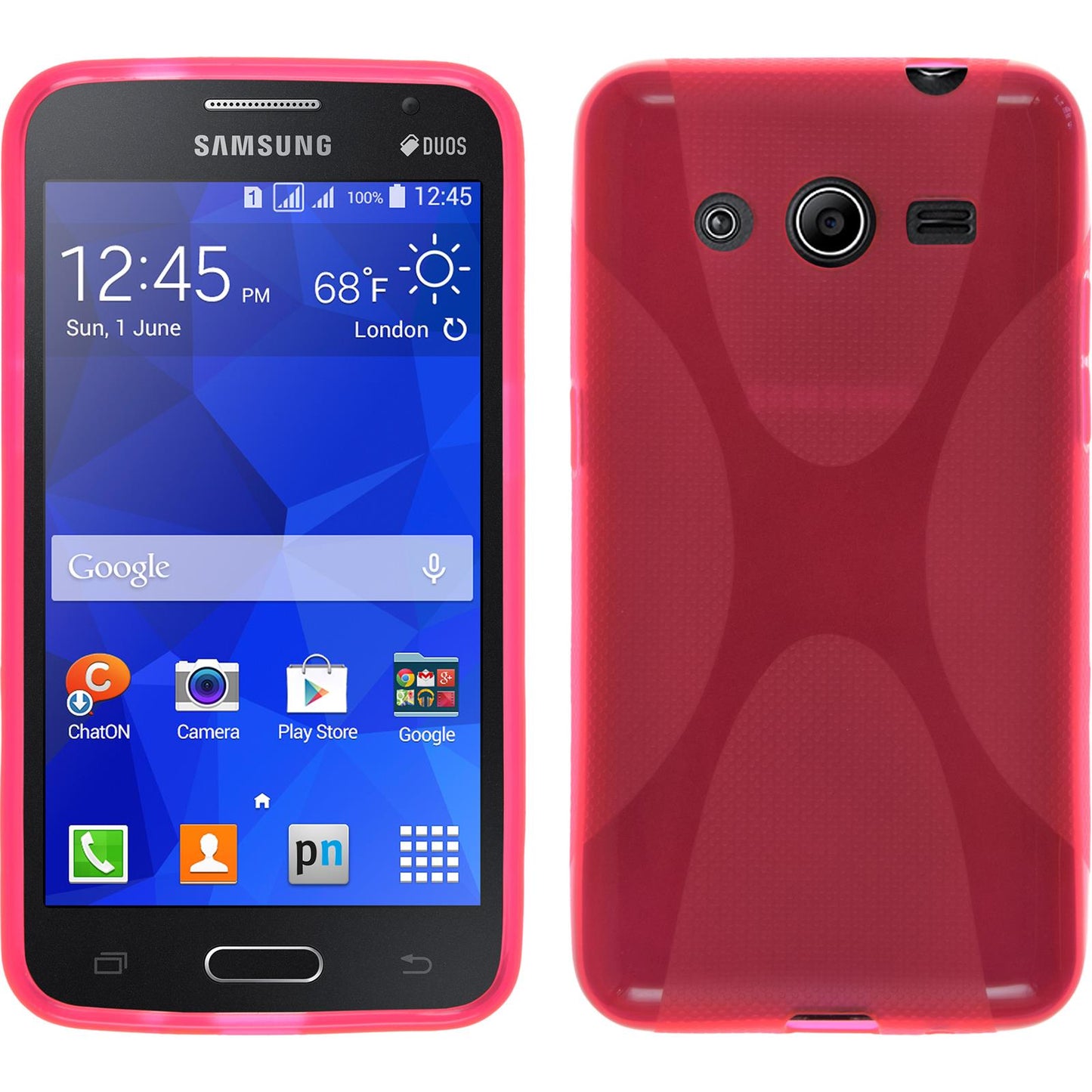 PhoneNatic Case kompatibel mit Samsung Galaxy Core 2 - pink Silikon Hülle X-Style + 2 Schutzfolien
