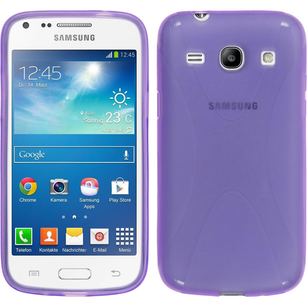 PhoneNatic Case kompatibel mit Samsung Galaxy Core Plus - lila Silikon Hülle X-Style + 2 Schutzfolien