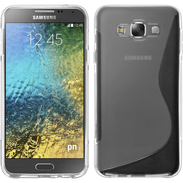 PhoneNatic Case kompatibel mit Samsung Galaxy E7 - clear Silikon Hülle S-Style + 2 Schutzfolien